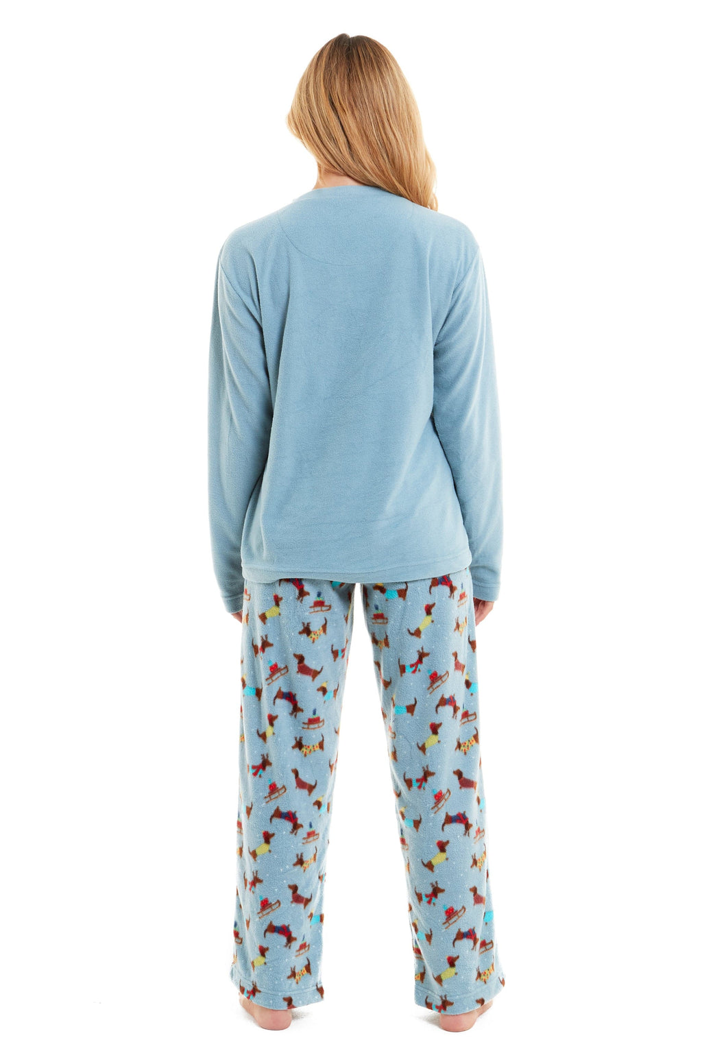 OLIVIA ROCCO Women's Dachshund Polar Fleece Pyjama Set Cosy Winter Sleepwear Cosy Easy-Care Nightwear Set