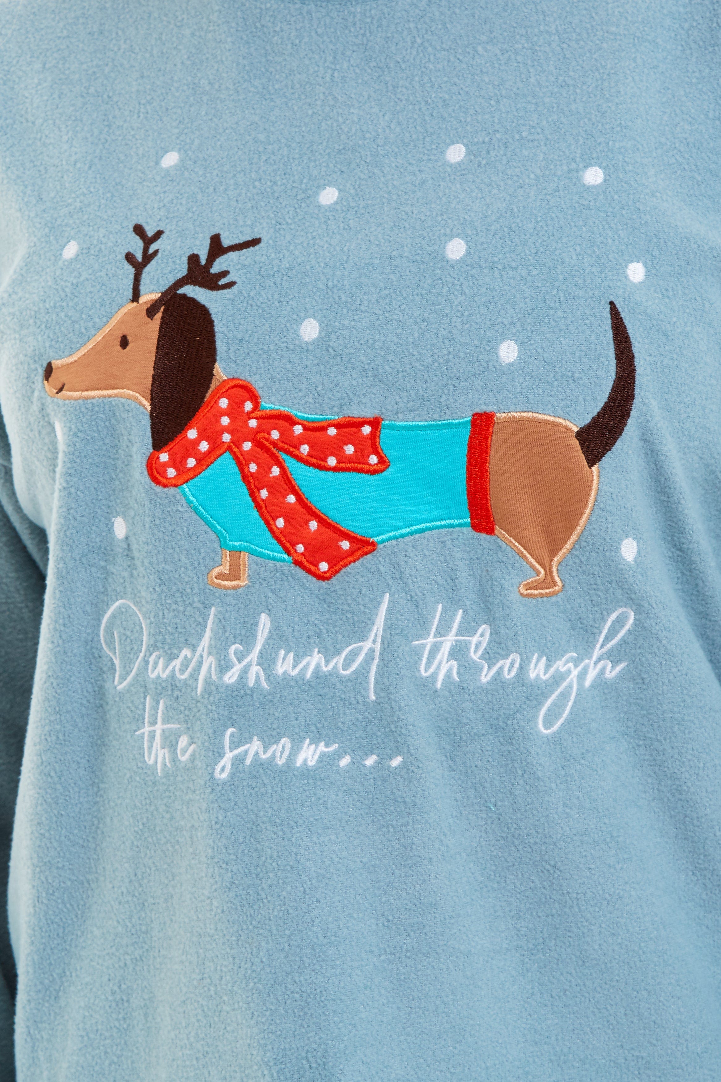 OLIVIA ROCCO Women's Dachshund Polar Fleece Pyjama Set Cosy Winter Sleepwear Cosy Easy-Care Nightwear Set
