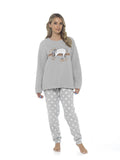 OLIVIA ROCCO Women's Sloth Teddy Fleece Pyjama Set Plush Nightwear Soft Cosy Loungewear