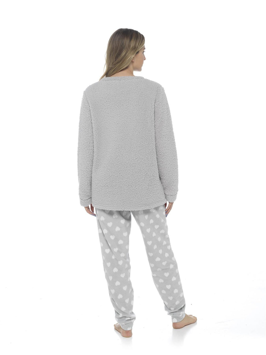 OLIVIA ROCCO Women's Sloth Teddy Fleece Pyjama Set Plush Nightwear Soft Cosy Loungewear