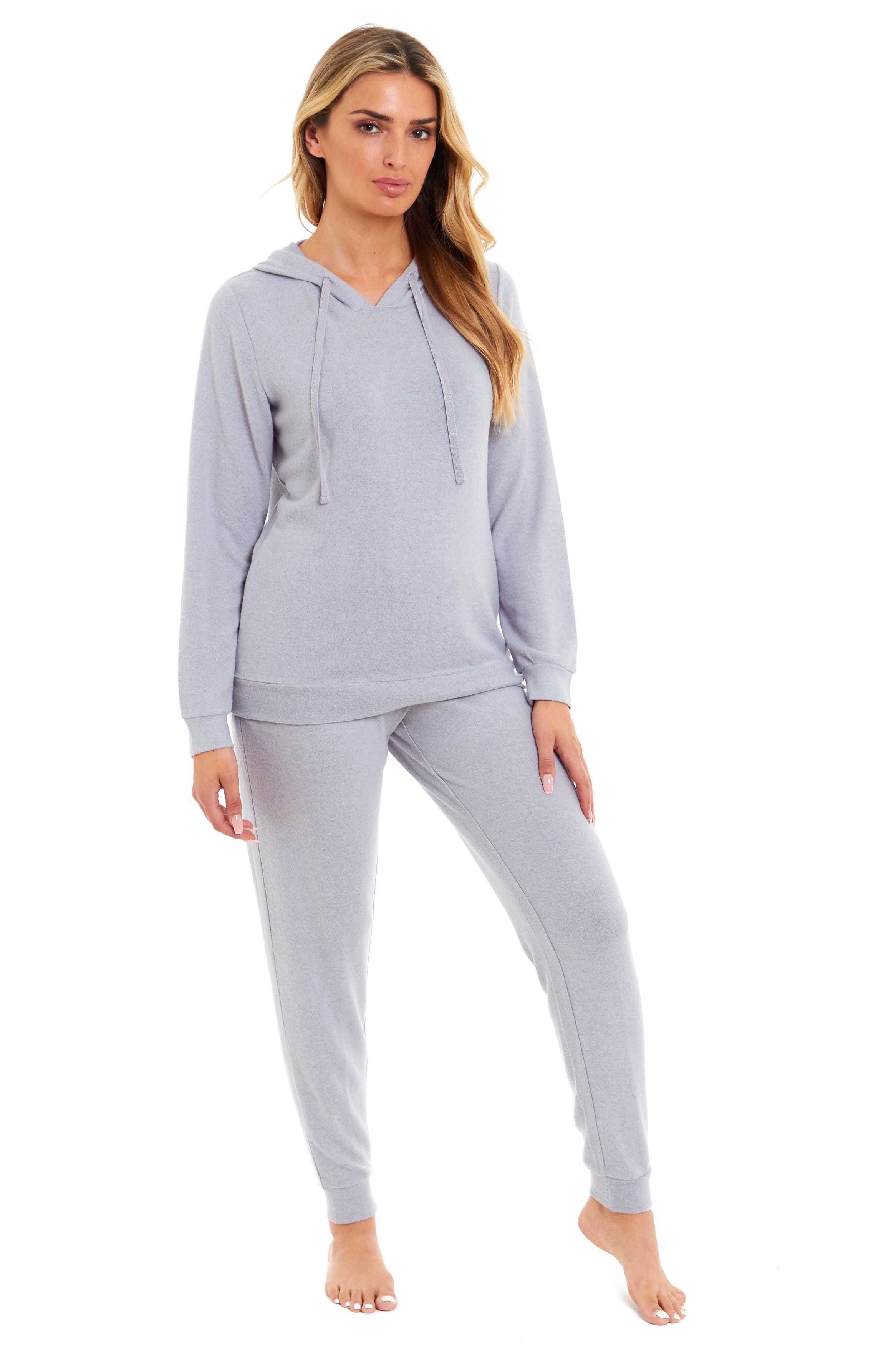 OLIVIA ROCCO Women's Super Cosy Hooded Pyjama Set Soft Brushed Viscose Loungewear