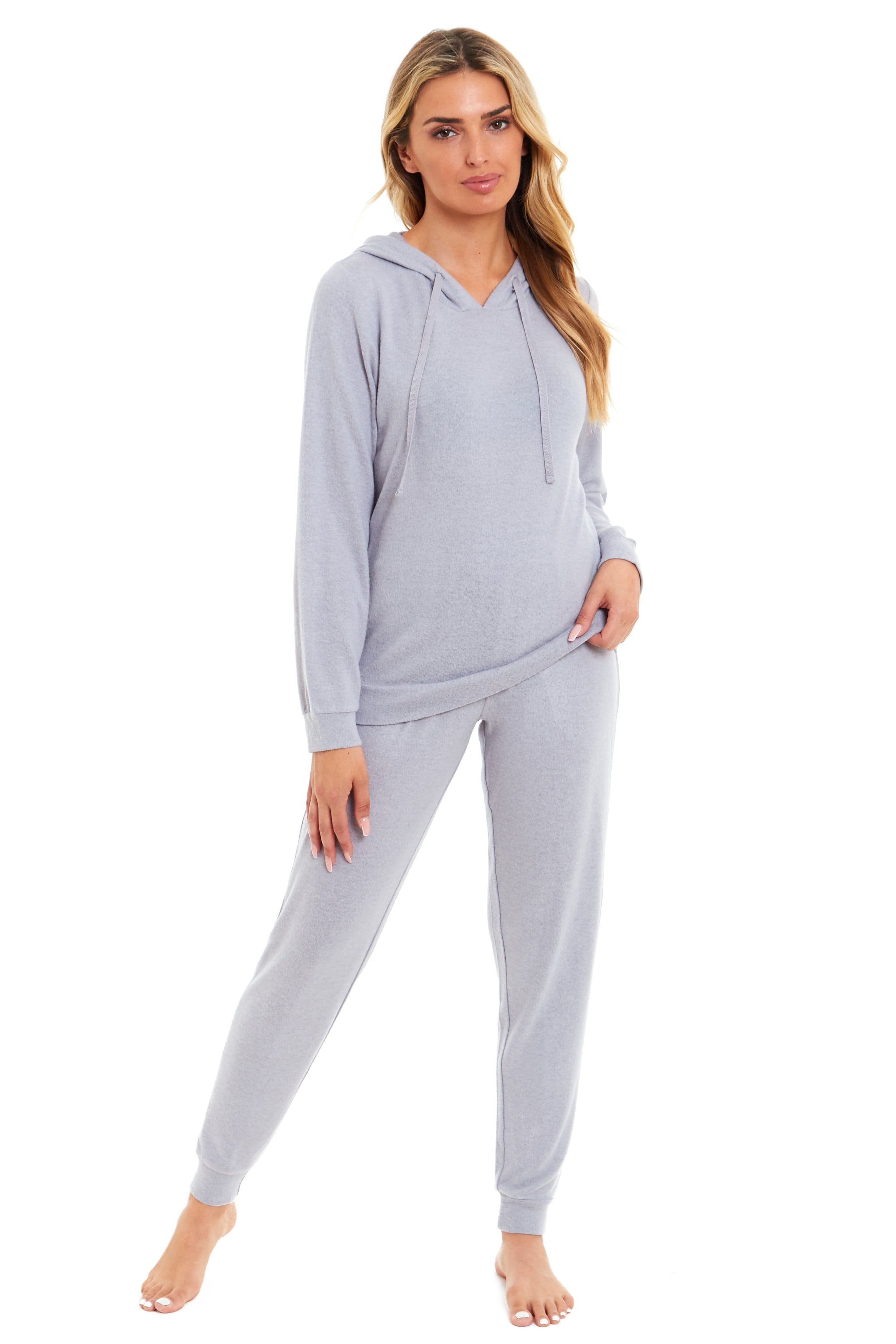 OLIVIA ROCCO Women's Super Cosy Hooded Pyjama Set Soft Brushed Viscose Loungewear