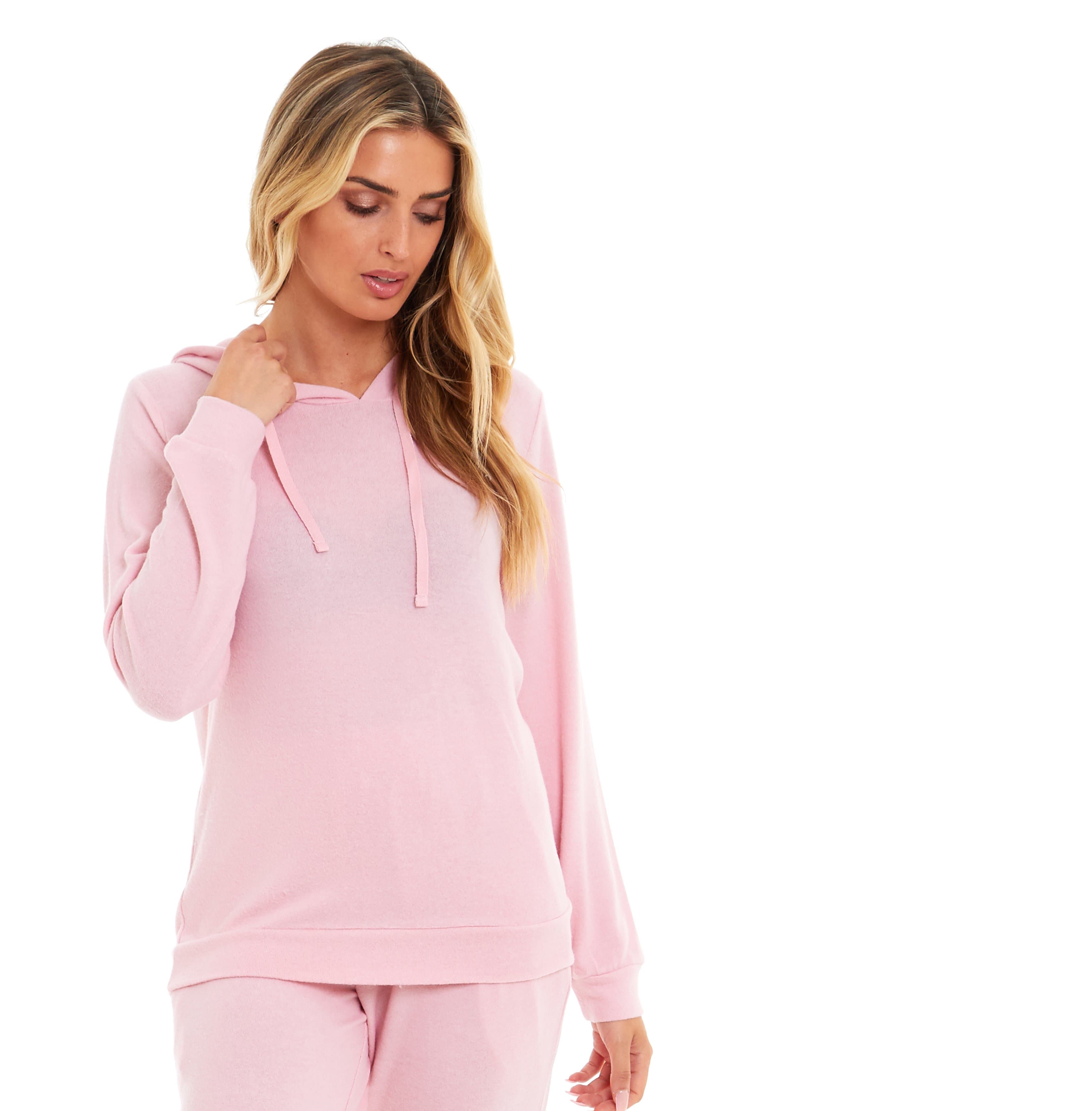OLIVIA ROCCO Women's Super Cosy Hooded Pyjama Set Soft Brushed Viscose Loungewear
