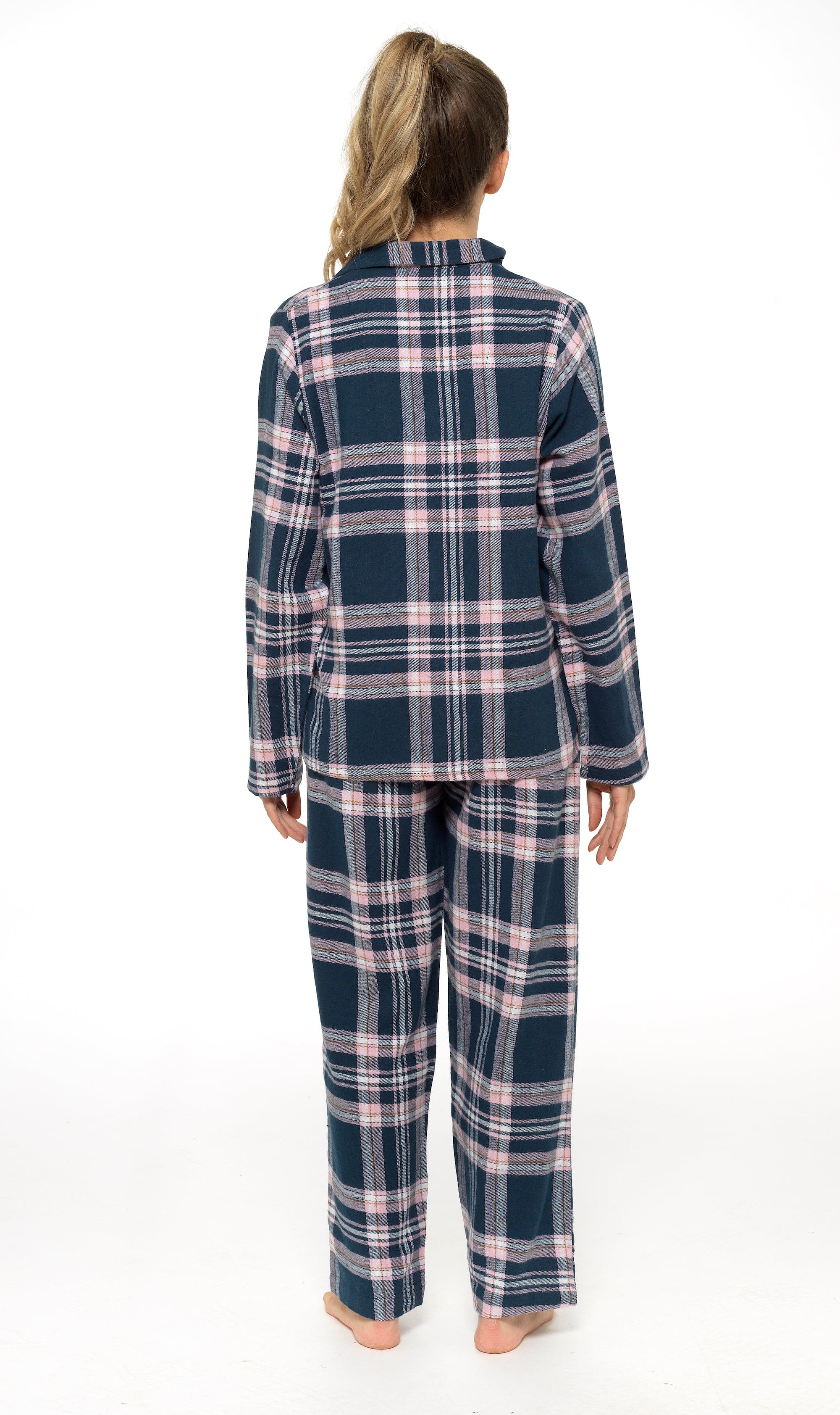 OLIVIA ROCCO Women's Flannelette Check Pyjama Set Soft Brushed Cotton Cosy Easy-Care Nightwear Set