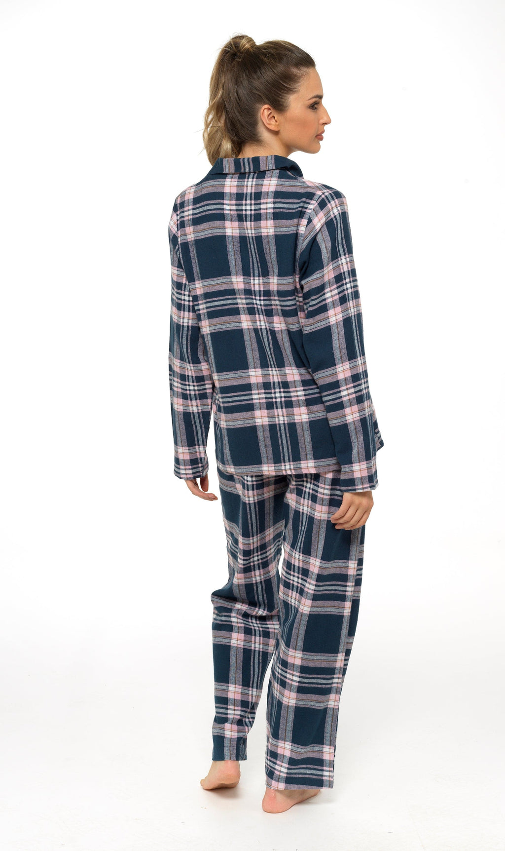 OLIVIA ROCCO Women's Flannelette Check Pyjama Set Soft Brushed Cotton Cosy Easy-Care Nightwear Set