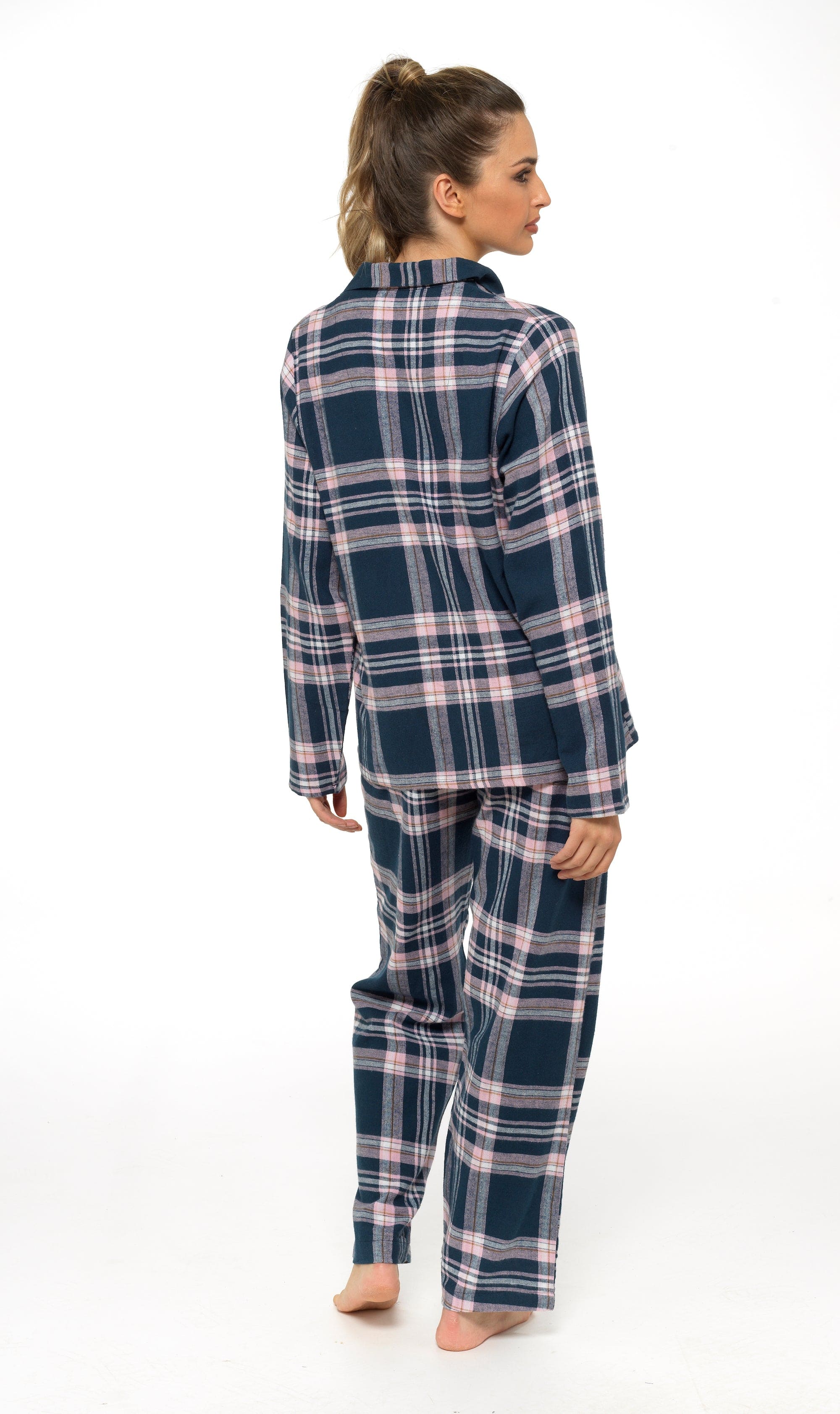 OLIVIA ROCCO Women's Flannelette Check Pyjama Set Soft Brushed Cotton Cosy Easy-Care Nightwear Set
