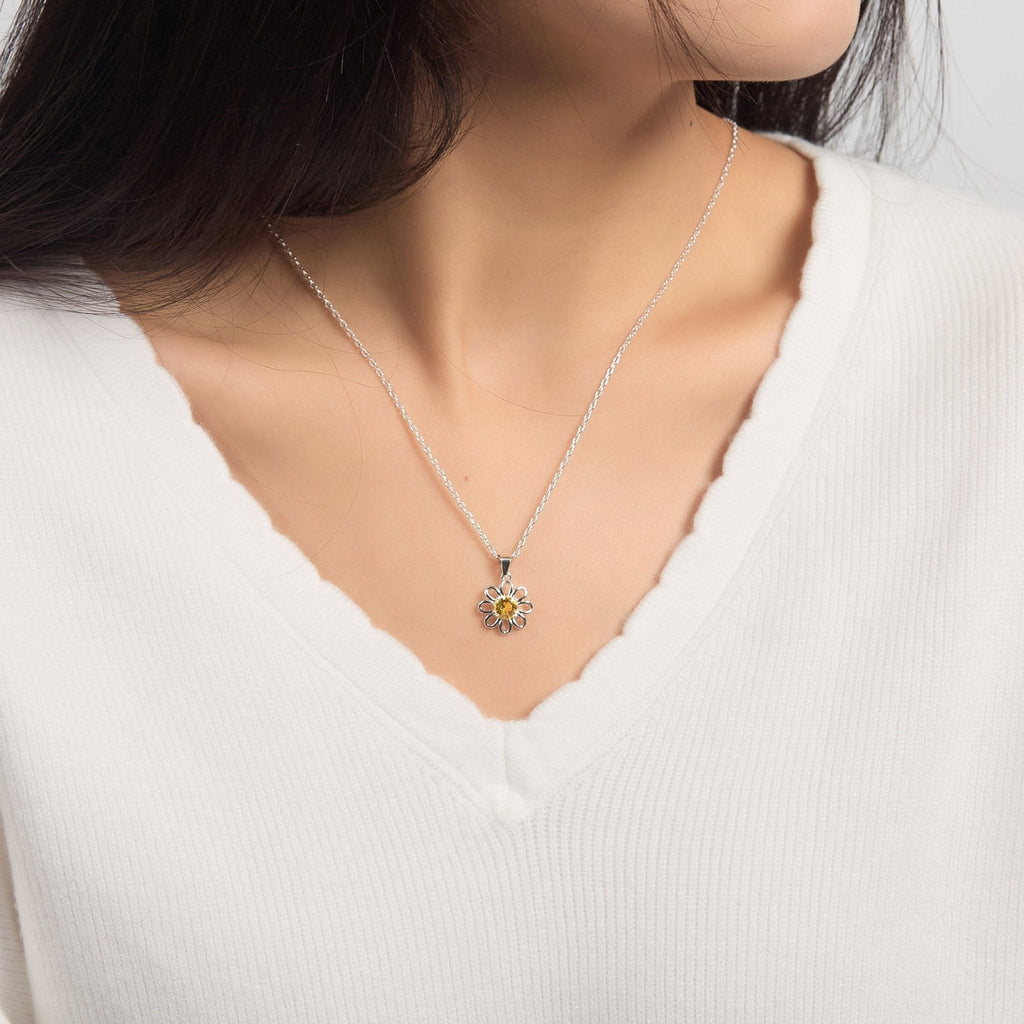 Daisy Necklace Created with Zircondia® Crystals