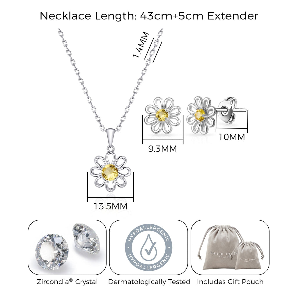 Daisy Set Created with Zircondia® Crystals