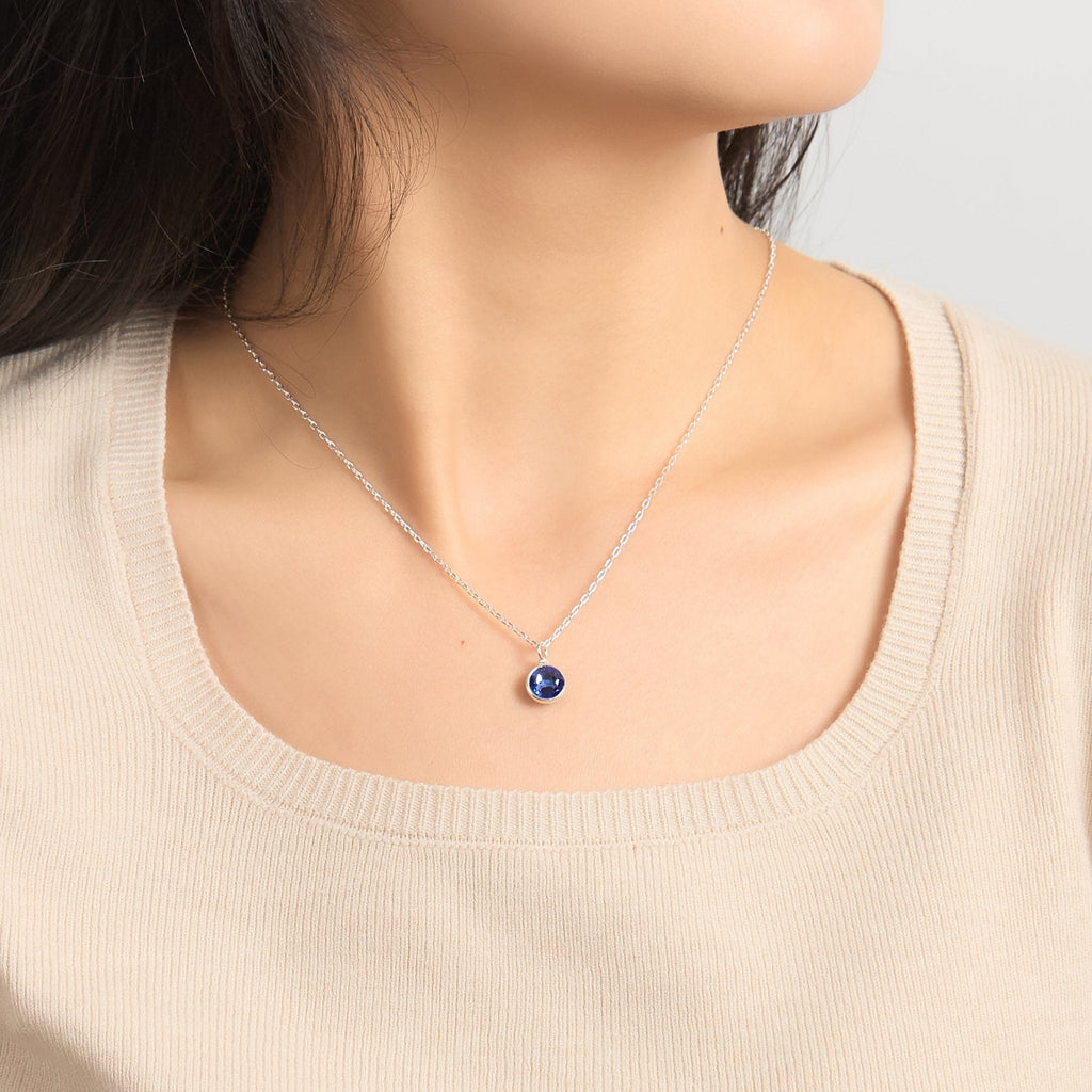 Dark Blue Crystal Necklace Created with Zircondia® Crystals
