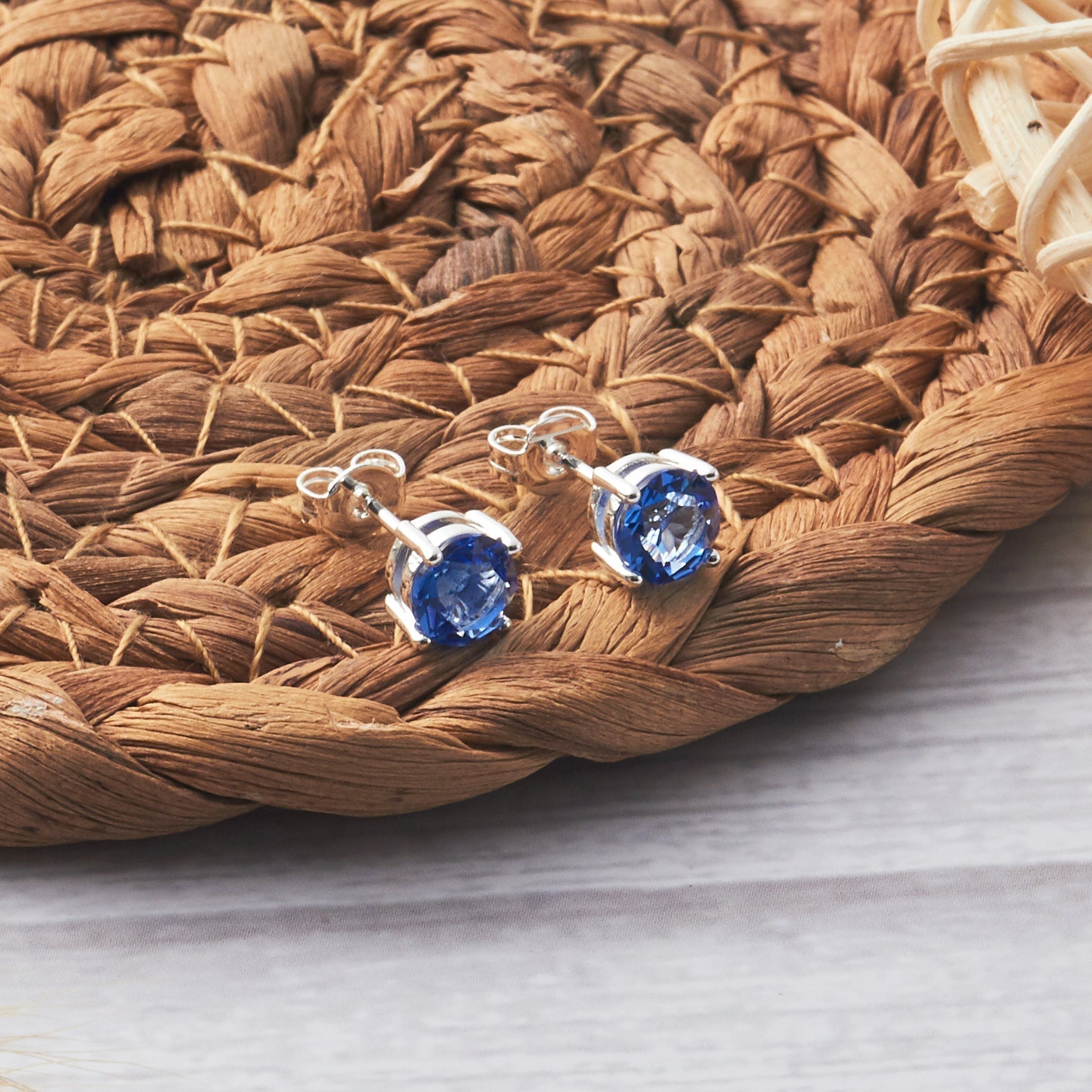 Dark Blue Stud Earrings Created with Zircondia® Crystals