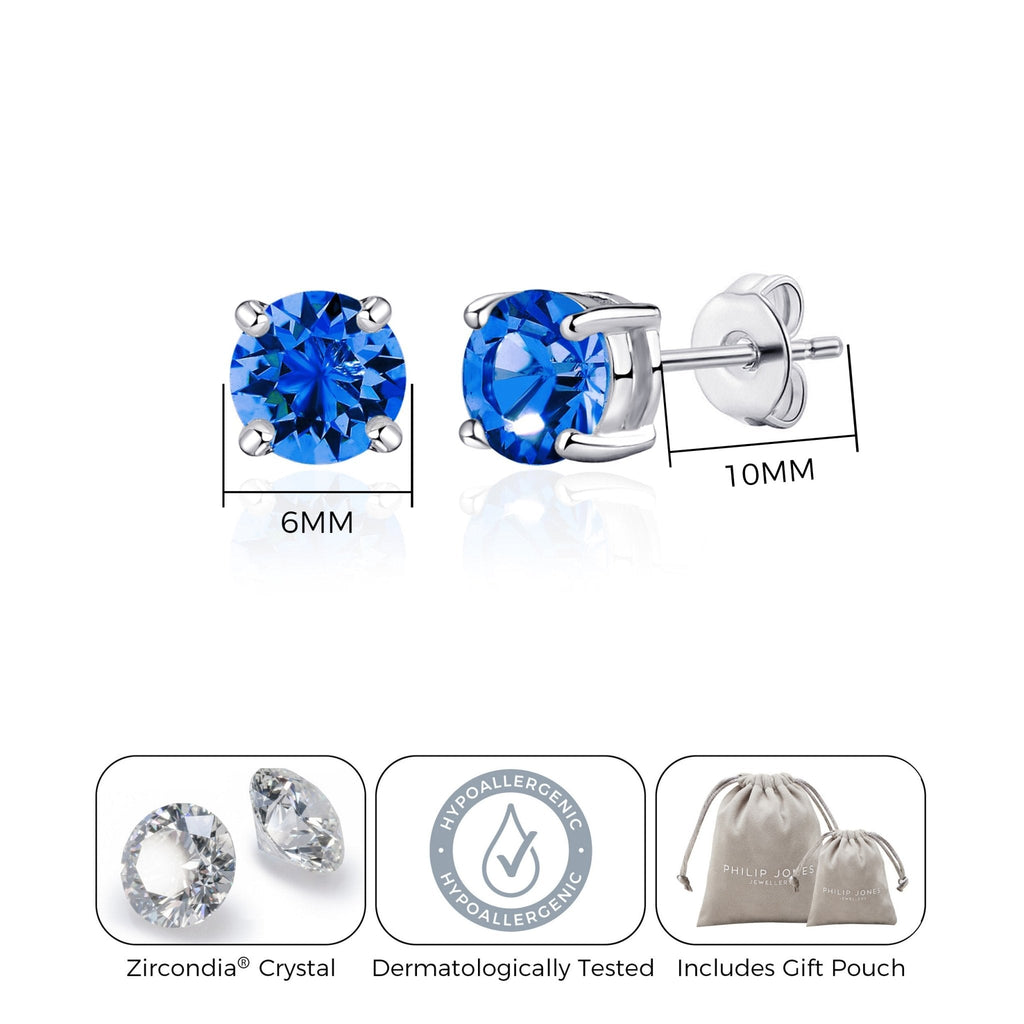 Dark Blue Stud Earrings Created with Zircondia® Crystals