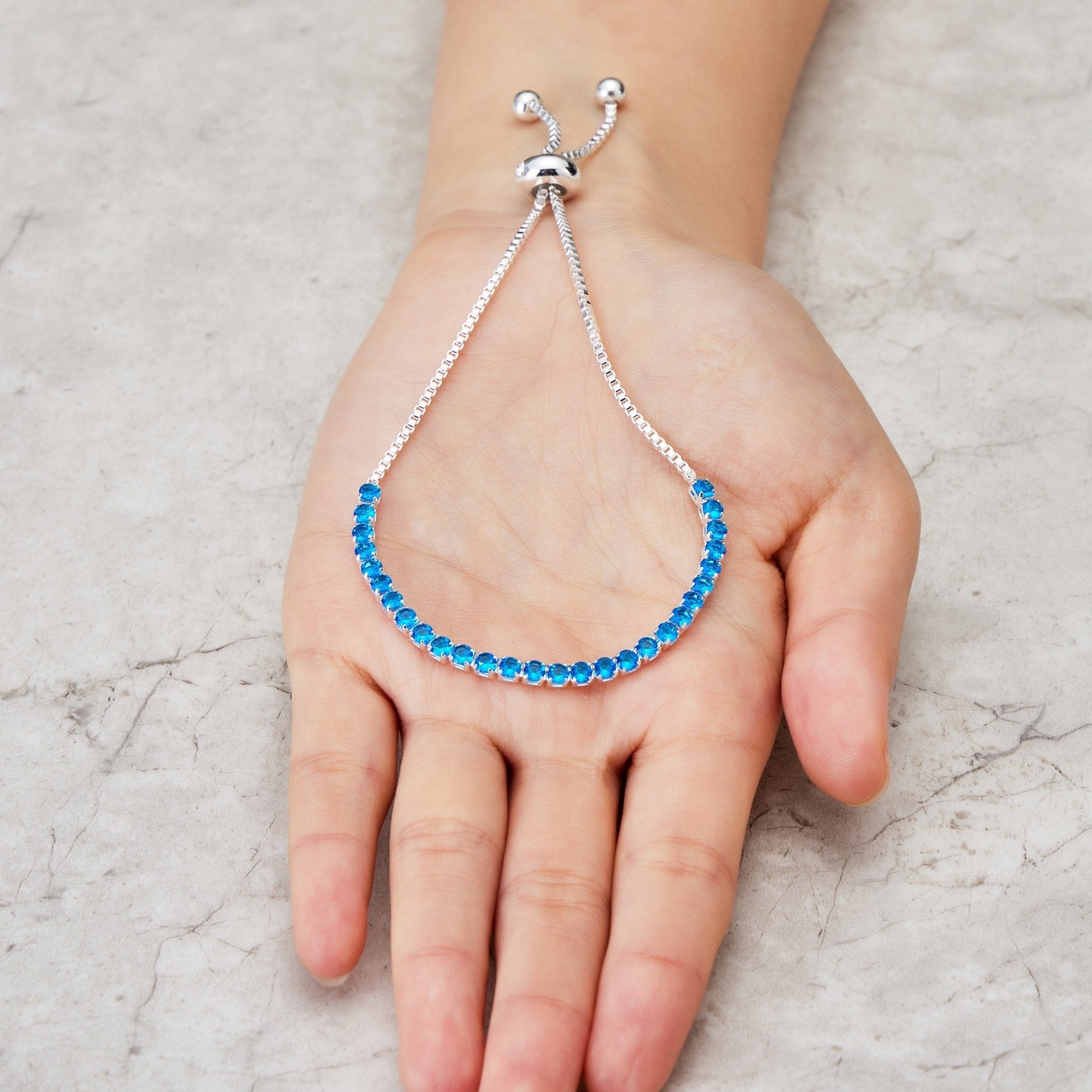 Dark Blue Tennis Friendship Slider Bracelet Created with Zircondia® Crystals