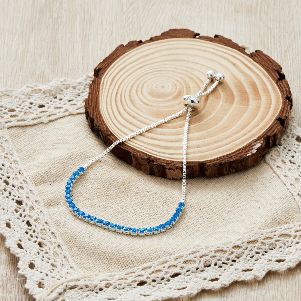 Dark Blue Tennis Friendship Slider Bracelet Created with Zircondia® Crystals