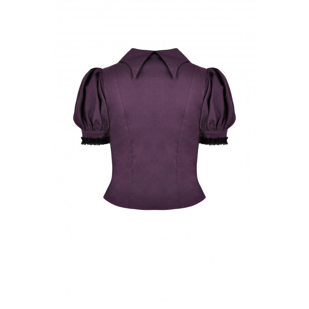 Dark In Love Druantia Puff Sleeve Blouse - Deep Purple