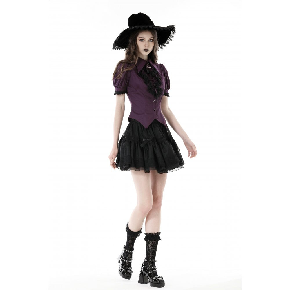 Dark In Love Druantia Puff Sleeve Blouse - Deep Purple