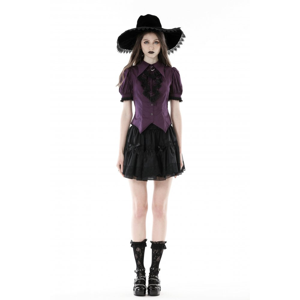 Dark In Love Druantia Puff Sleeve Blouse - Deep Purple