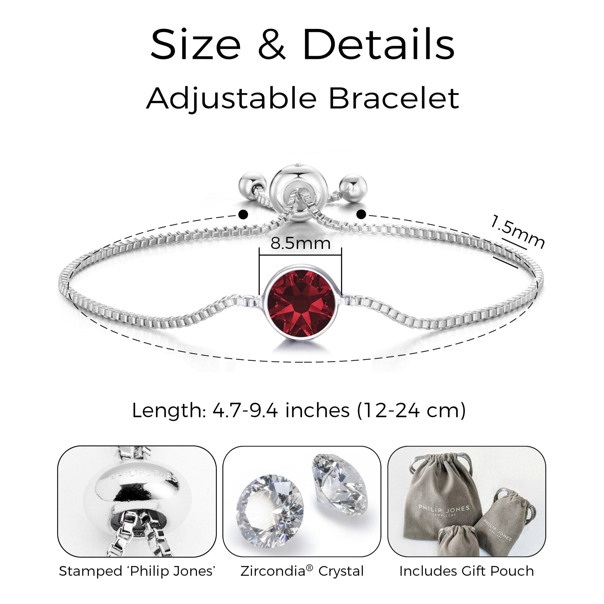 Dark Red Crystal Bracelet Created with Zircondia® Crystals