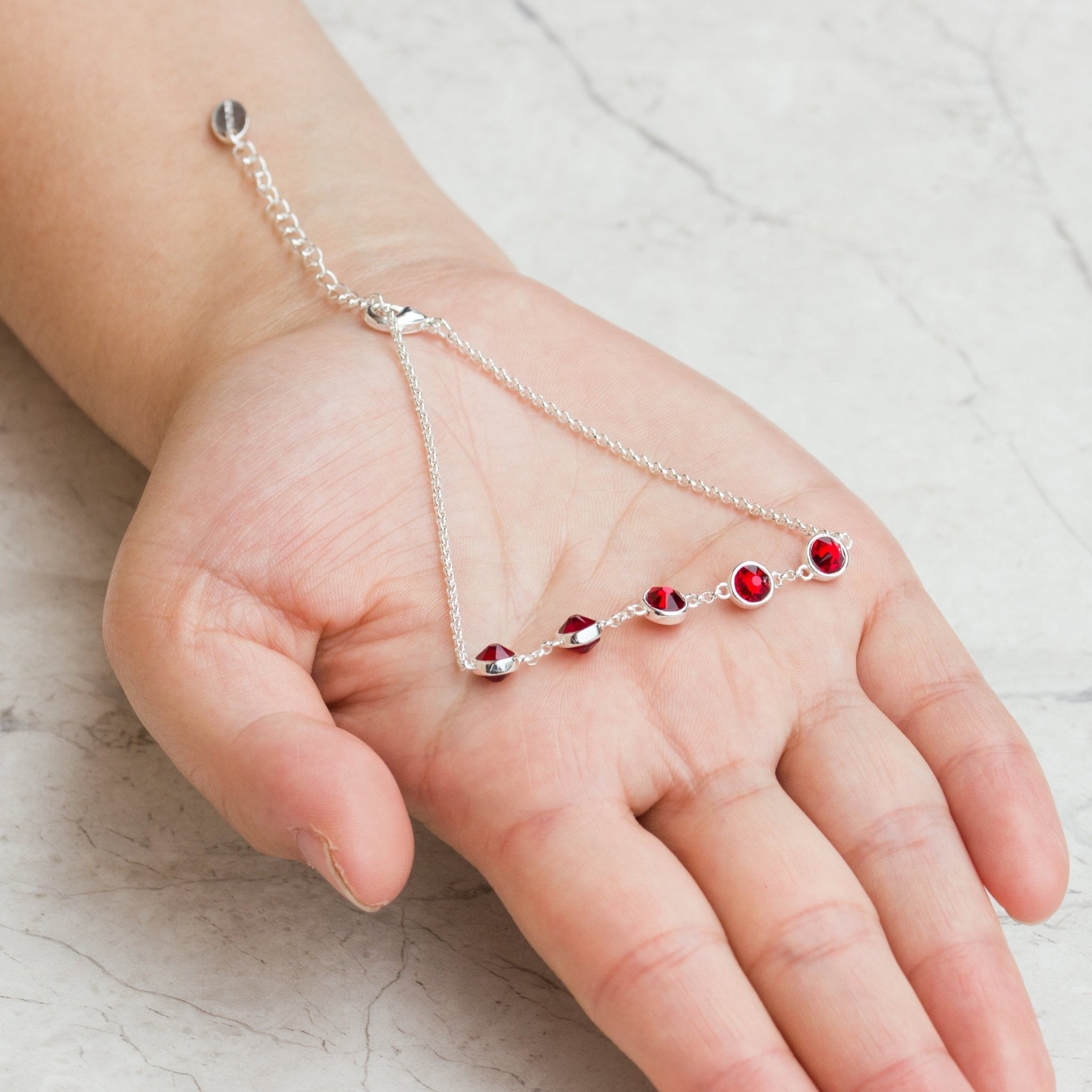 Dark Red Crystal Chain Bracelet Created with Zircondia® Crystals