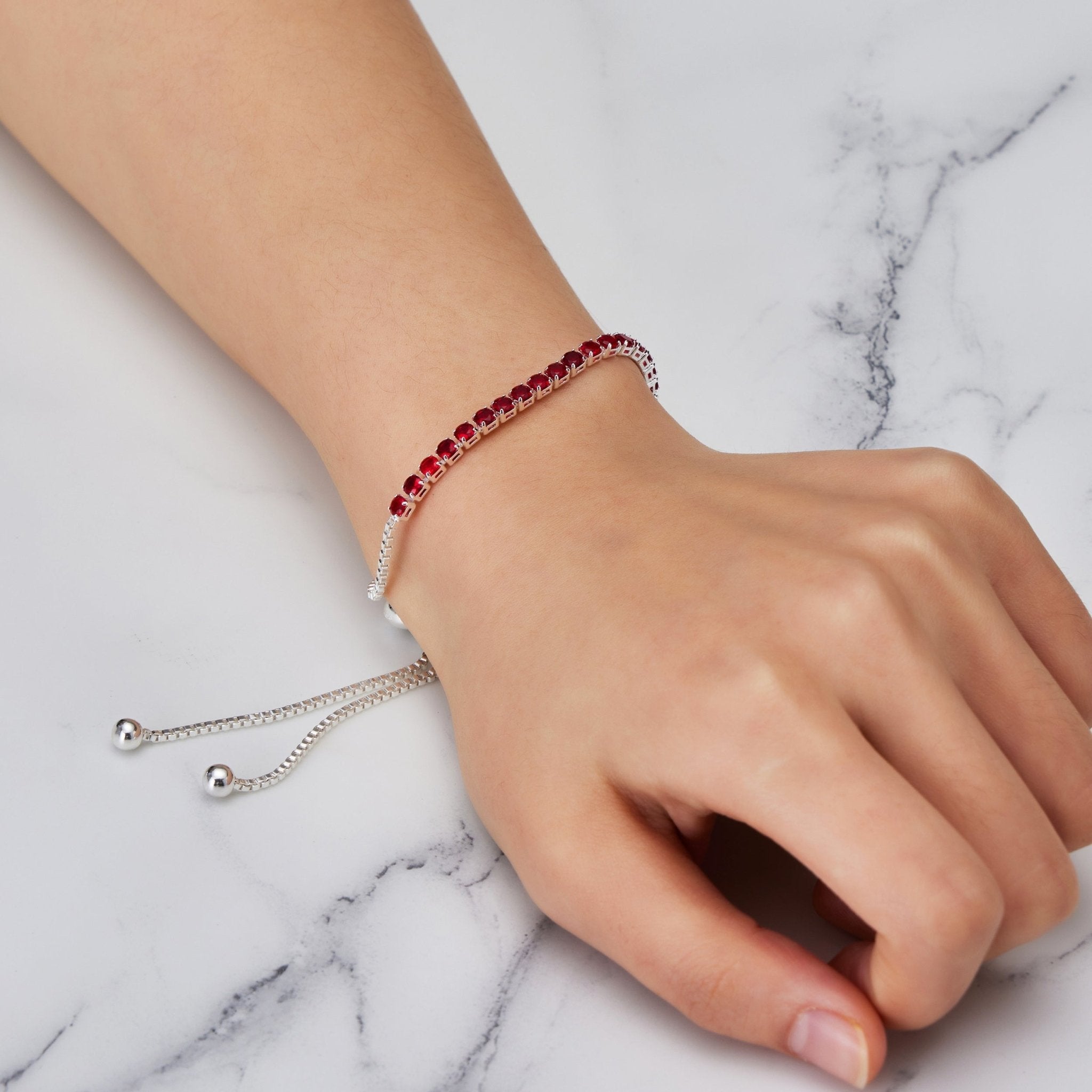 Dark Red Tennis Friendship Slider Bracelet Created with Zircondia® Crystals