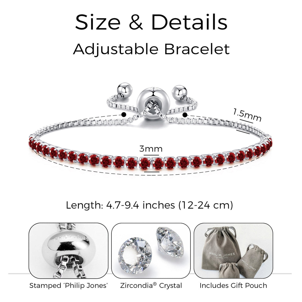 Dark Red Tennis Friendship Slider Bracelet Created with Zircondia® Crystals