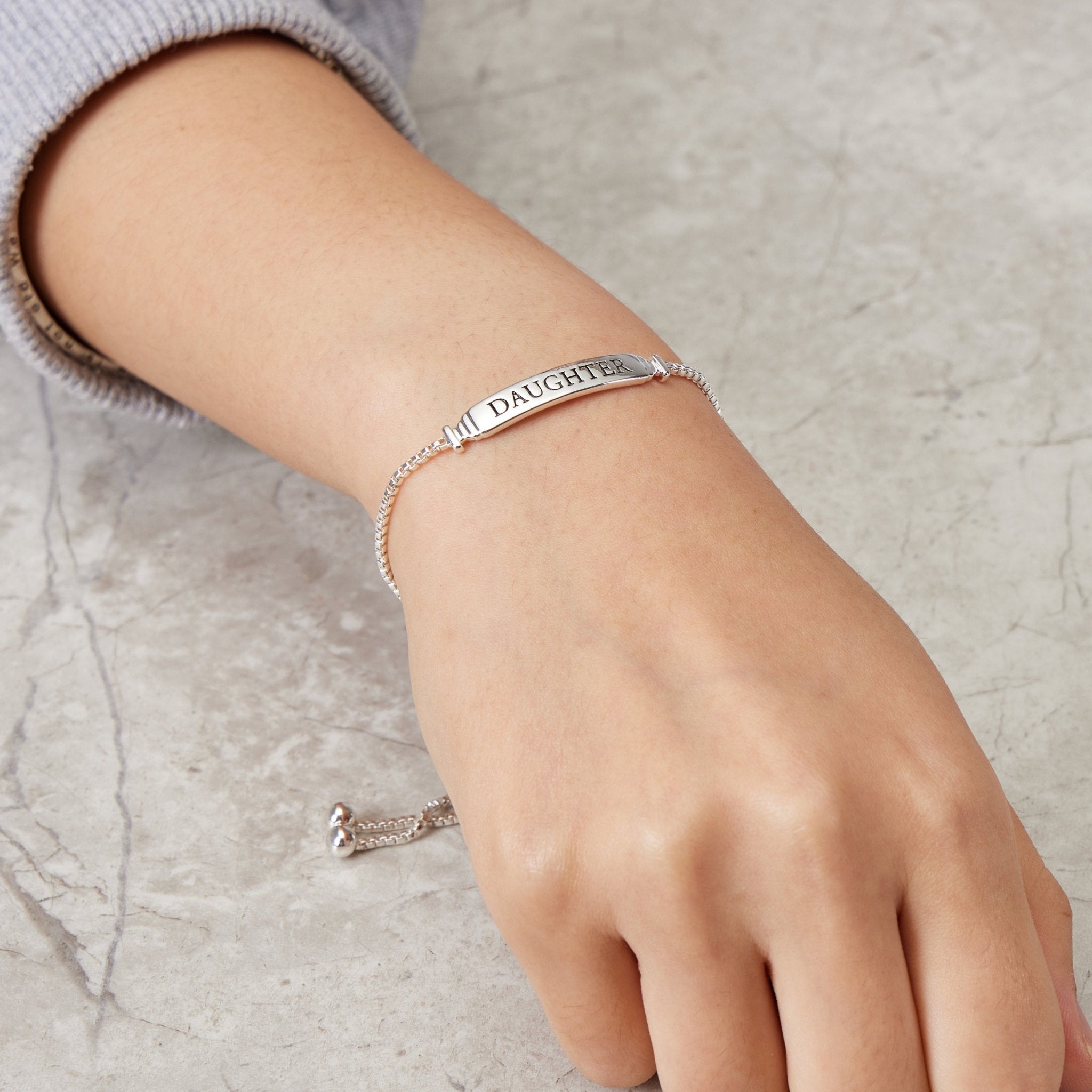 Daughter ID Friendship Slider Bracelet Created with Zircondia® Crystals