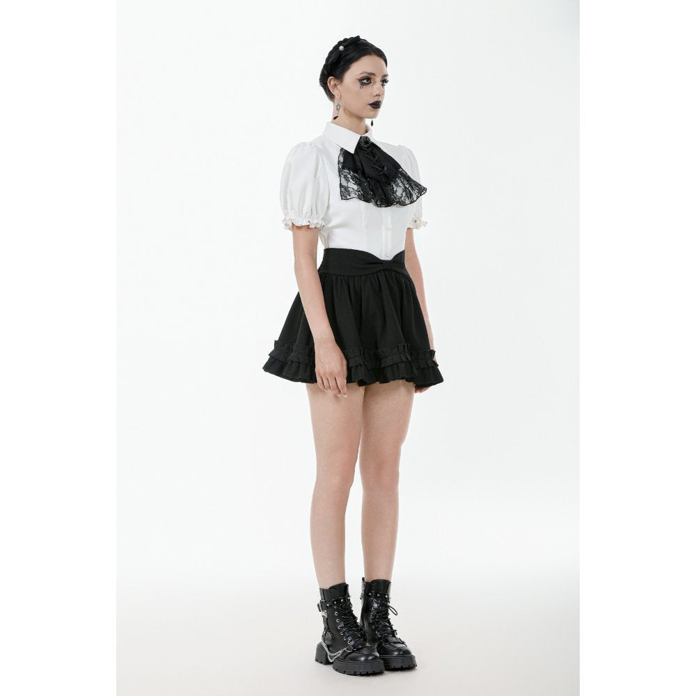 Dark in Love Lolita-Inspired Ruffled Mini Skirt in Black