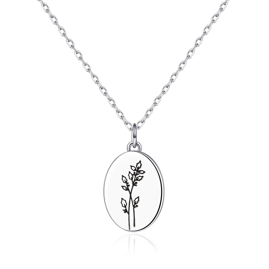 December Birth Flower Holly Berry Necklace with Card