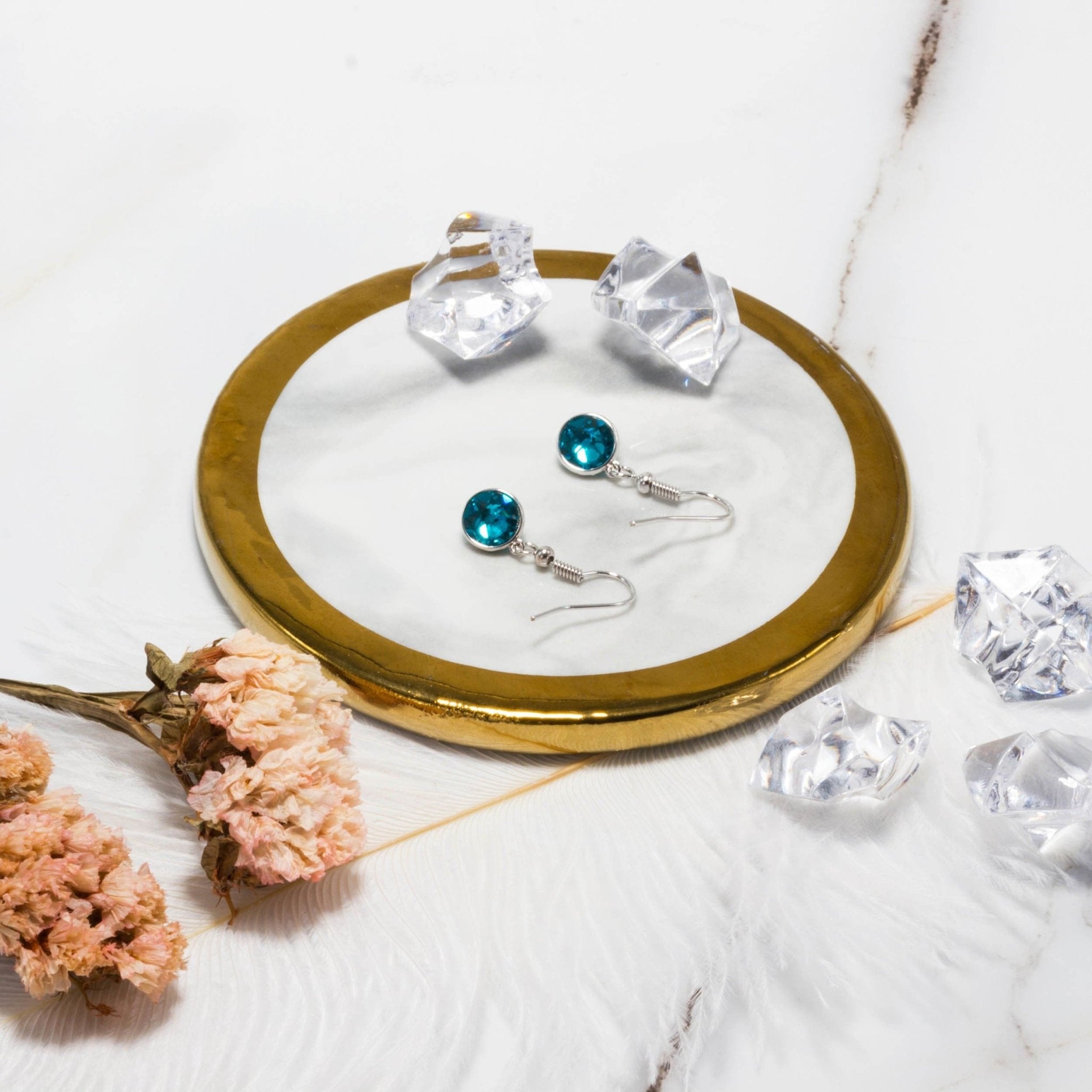 December Birthstone Drop Earrings Created with Blue Topaz Zircondia® Crystals
