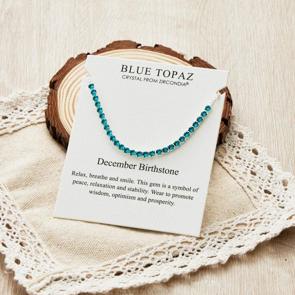 December Birthstone Friendship Slider Bracelet with Blue Topaz Zircondia® Crystals