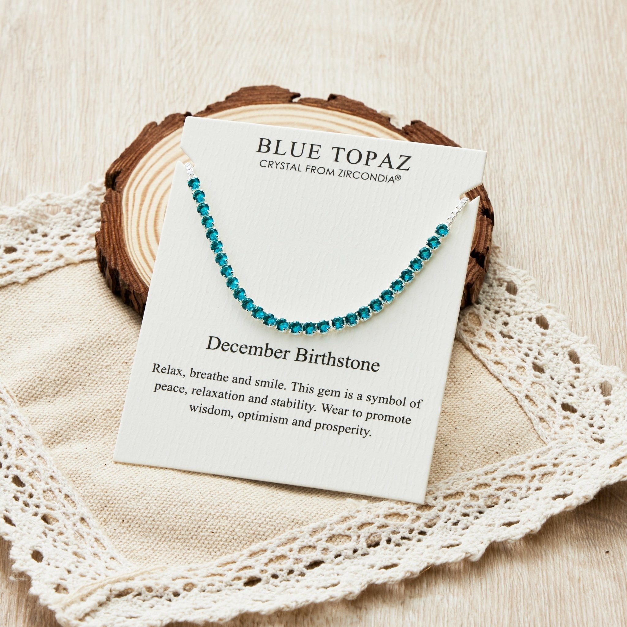 December Birthstone Friendship Slider Bracelet with Blue Topaz Zircondia® Crystals