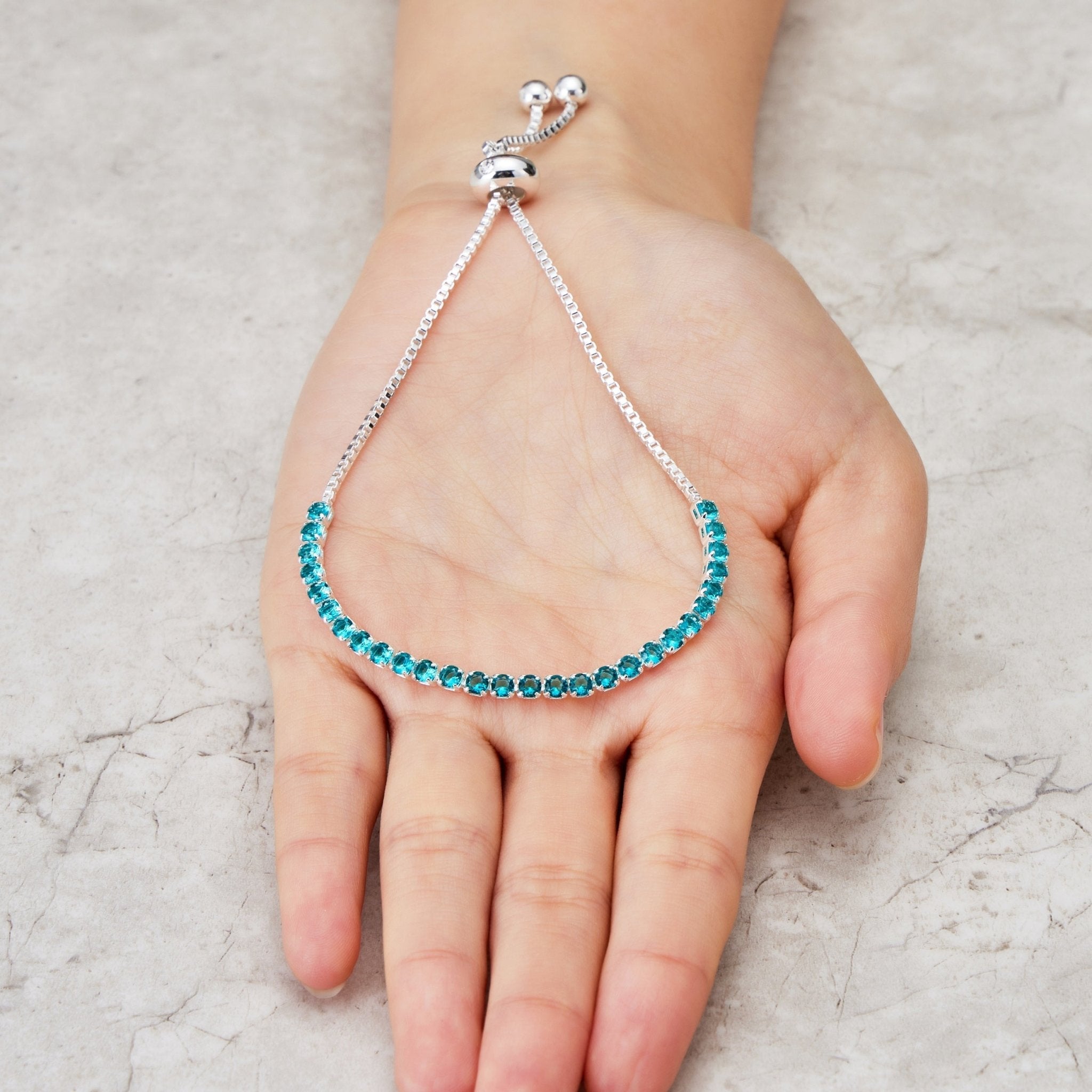 December Birthstone Friendship Slider Bracelet with Blue Topaz Zircondia® Crystals