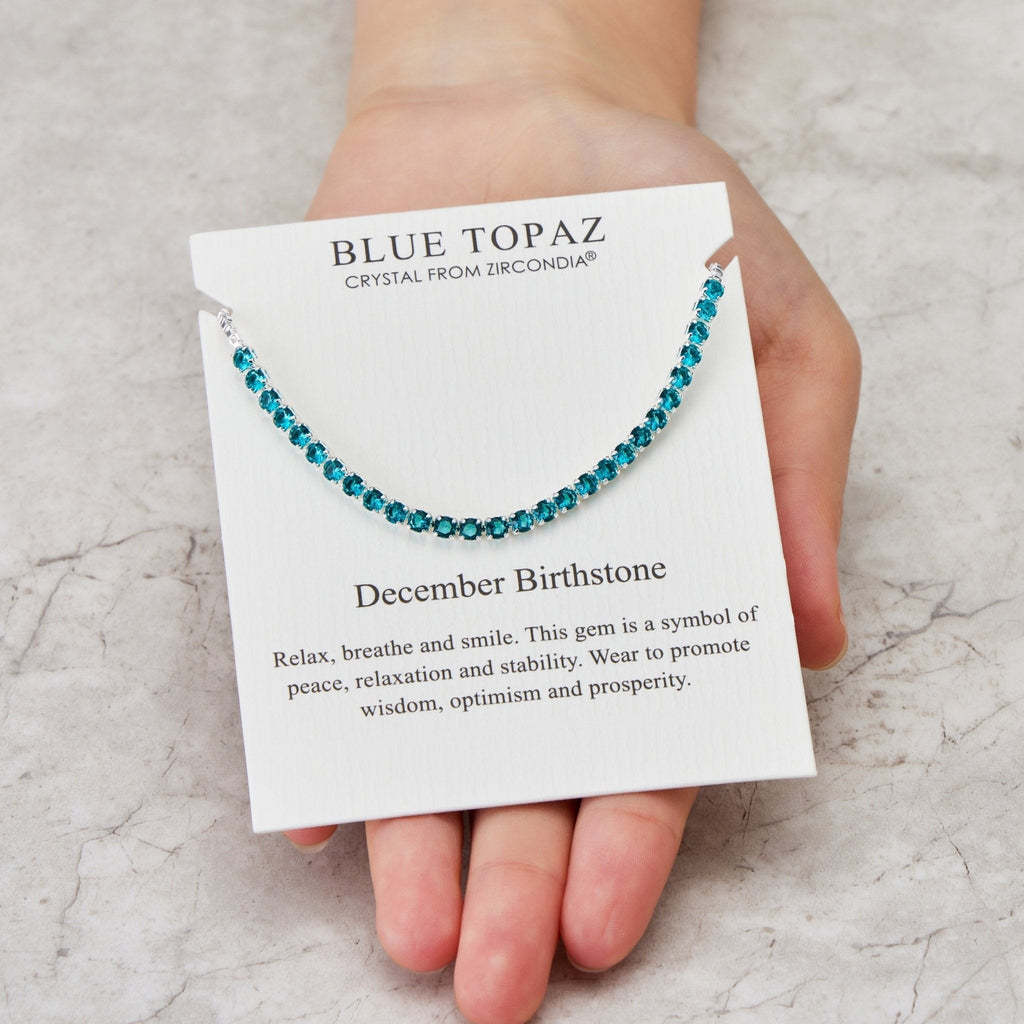 December Birthstone Friendship Slider Bracelet with Blue Topaz Zircondia® Crystals