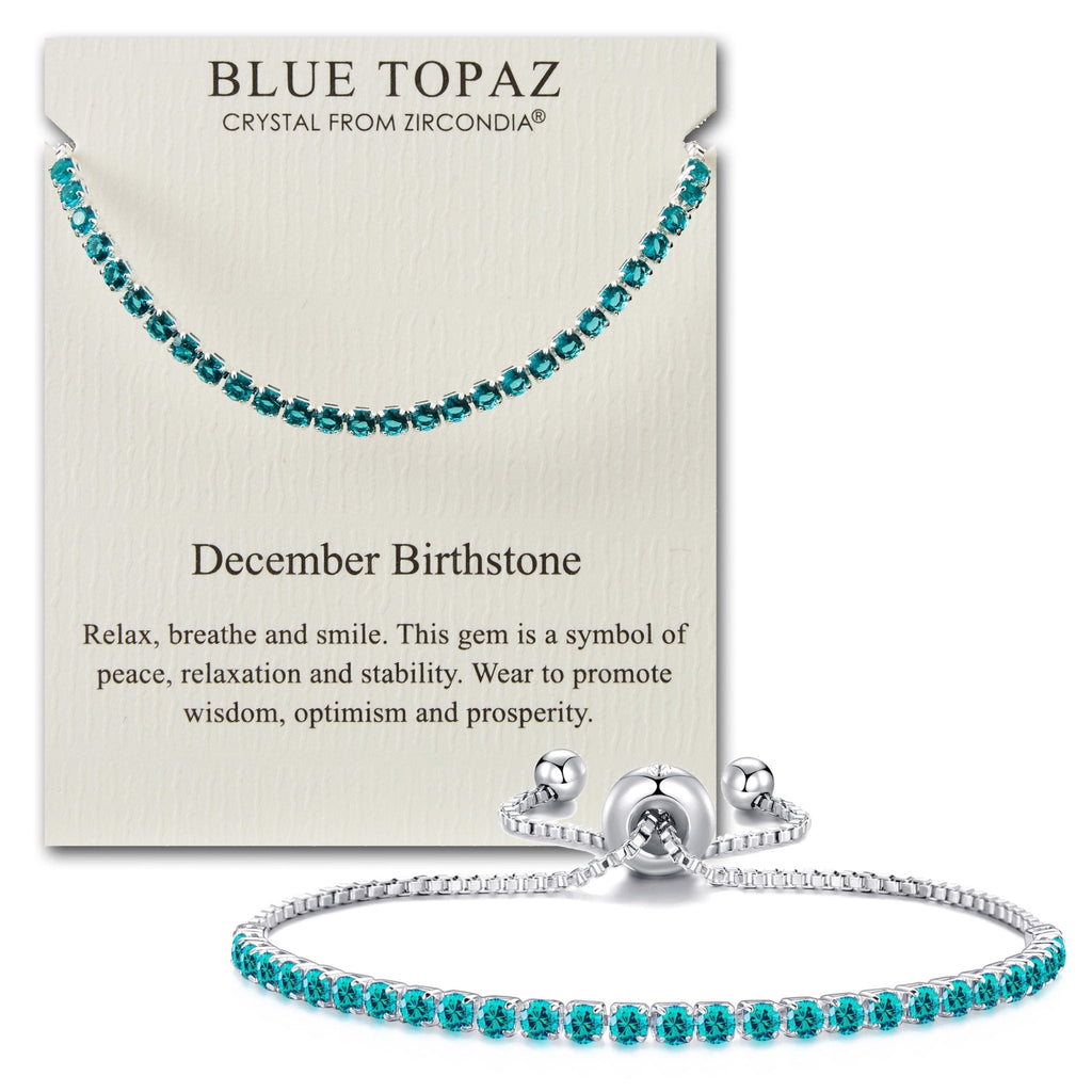 December Birthstone Friendship Slider Bracelet with Blue Topaz Zircondia® Crystals