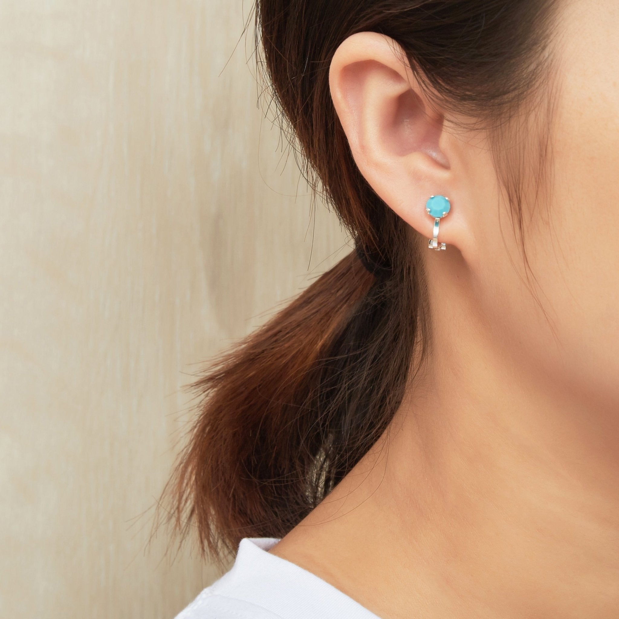 December (Turquoise) Birthstone Clip On Earrings Created with Zircondia® Crystals