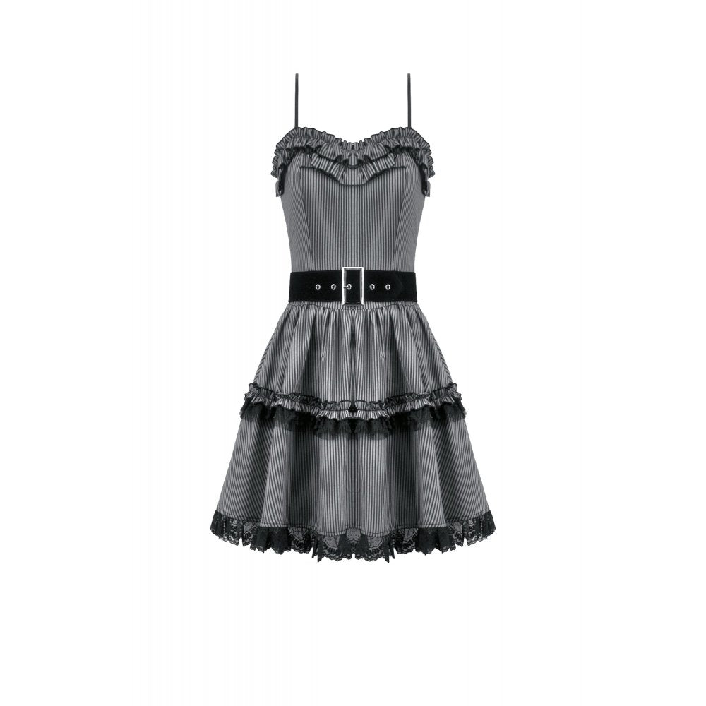 Dark in Love Striped Gothic Mini Dress