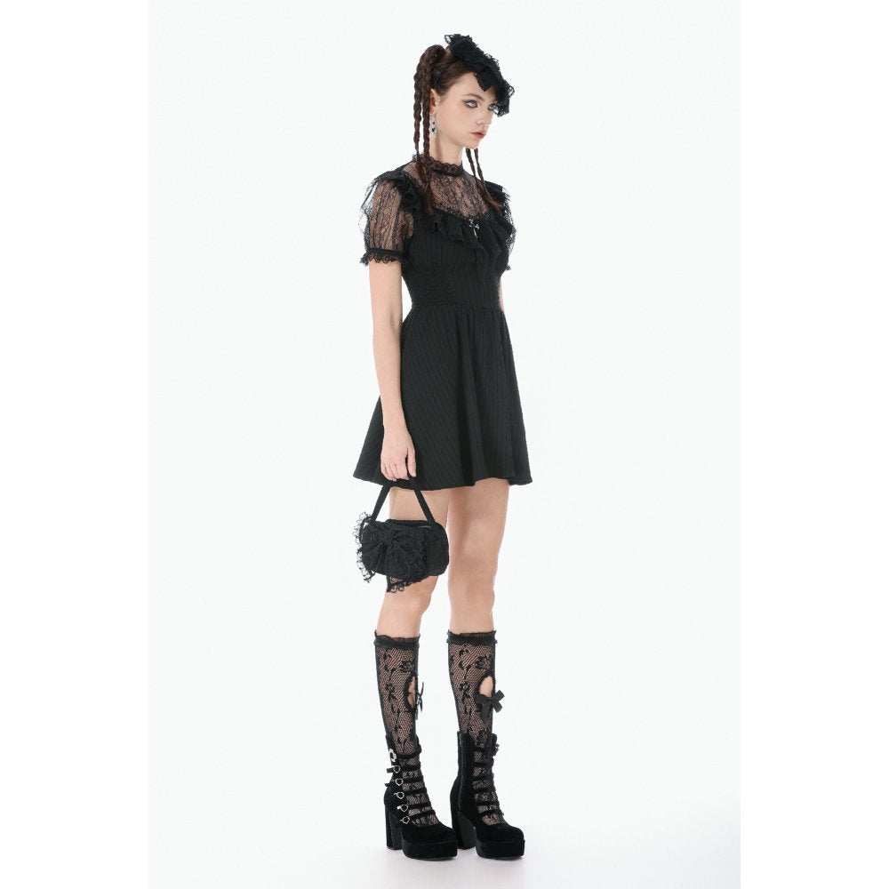 Dark in Love Dark Lace-Framed Silhouette Dress