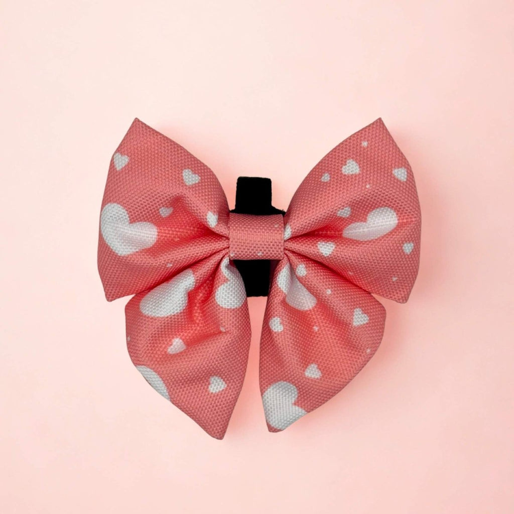 Dog Sailor Bow -  Peachy Hearts