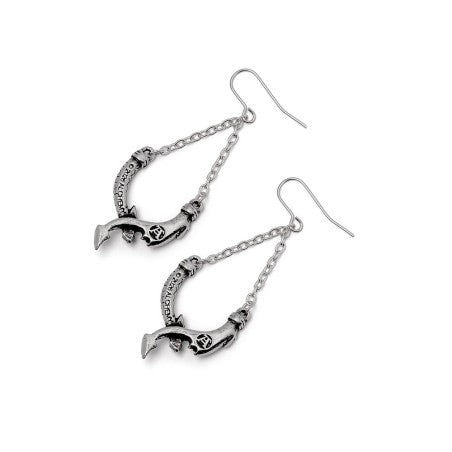 Dragon Earrings Pewter Chain Danglers Alchemy Gothic