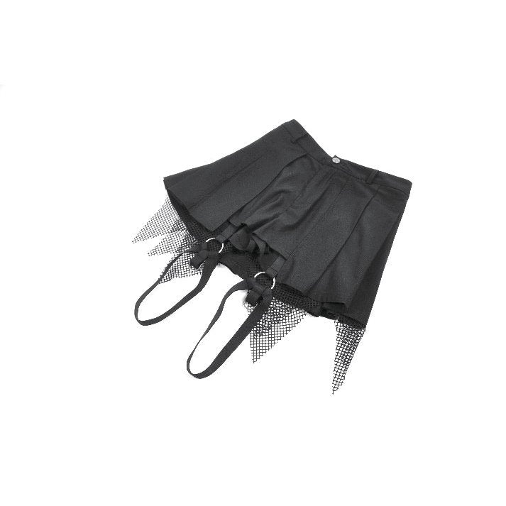 Dark in Love Punk Mesh Layered Skort Shorts