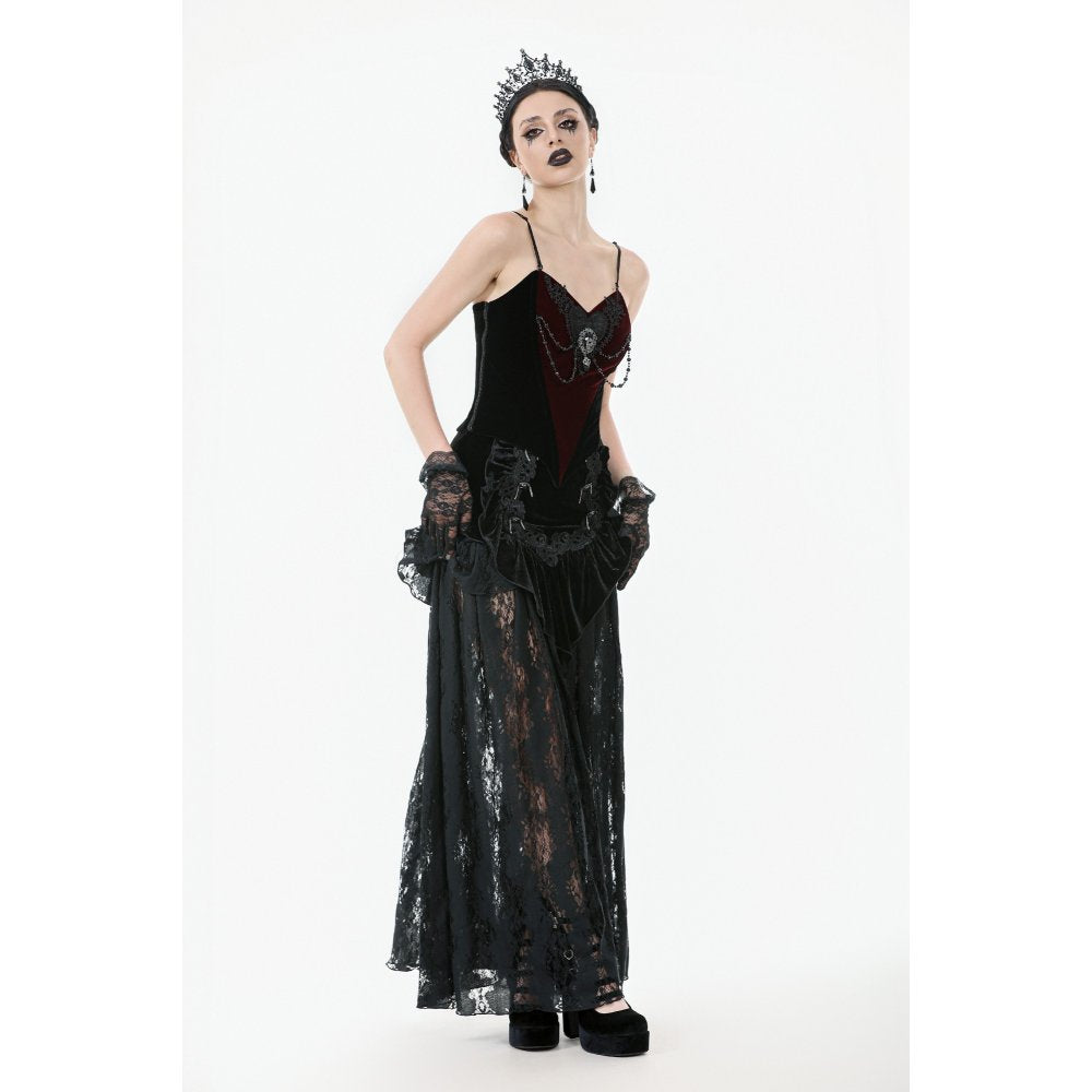 Dark in Love Morrigan Velvet & Lace Chain-Detail Top