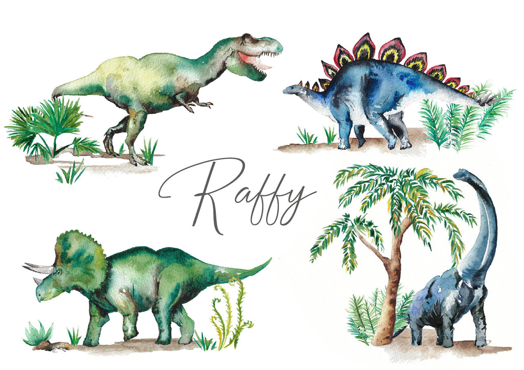 Dinosaurs Hand-Painted Personalised Name Print