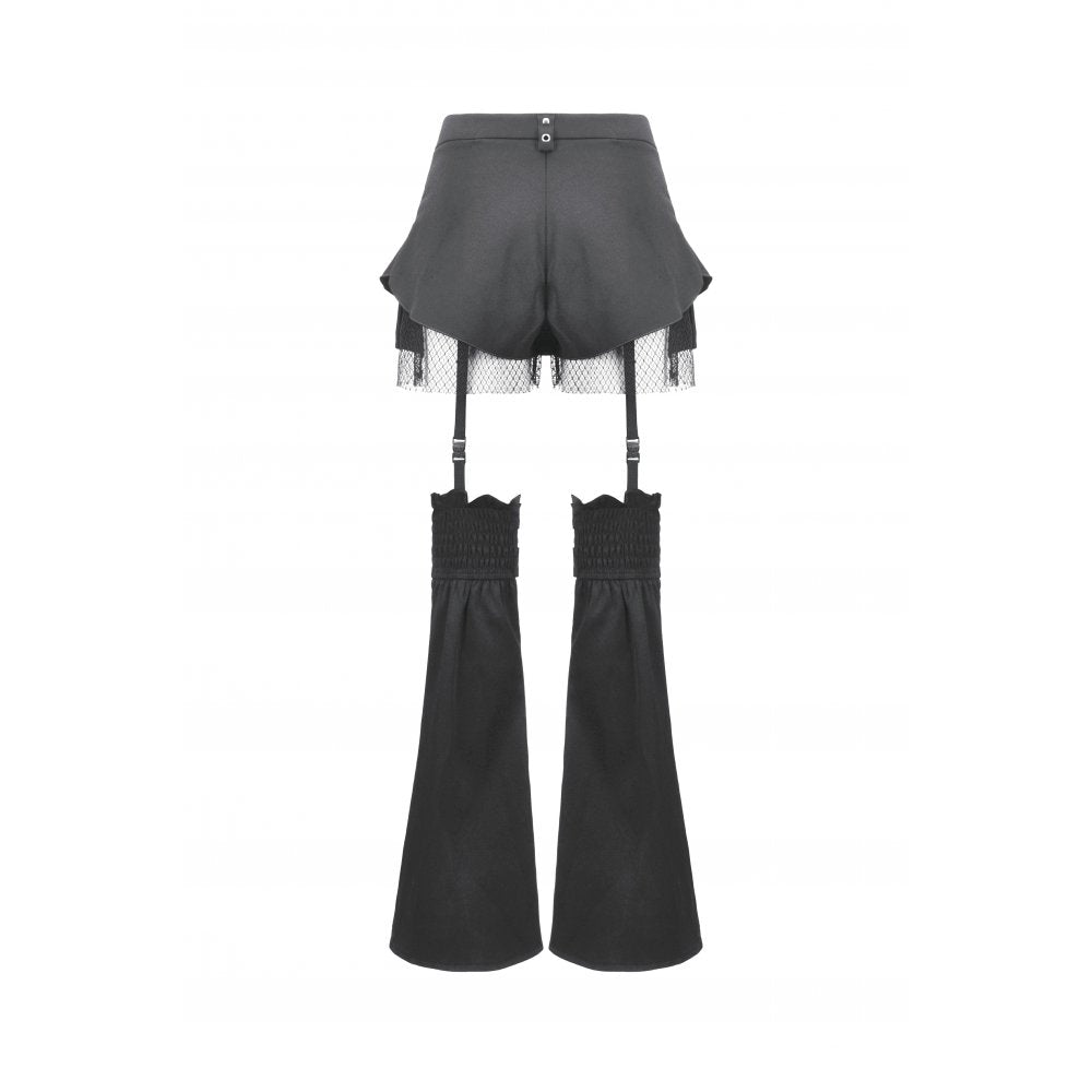Dark in Love Lace-Up Layered Goth Convertible Flare Trousers or Shorts - Size UK 16 Left Only!