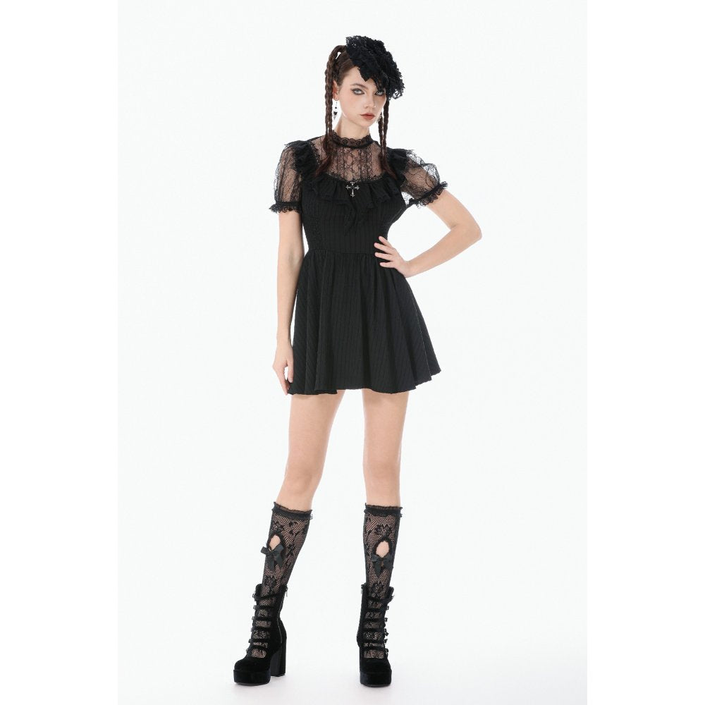 Dark in Love Dark Lace-Framed Silhouette Dress