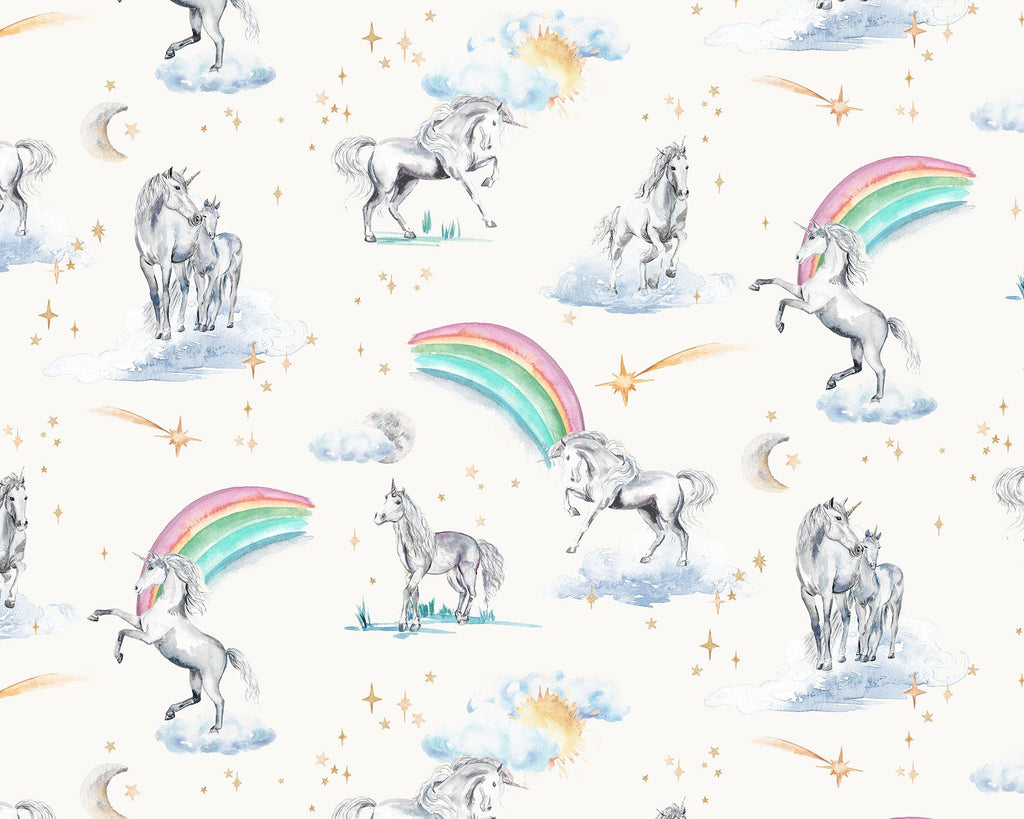 Unicorns and Rainbows  - Cotton Curtain Fabric