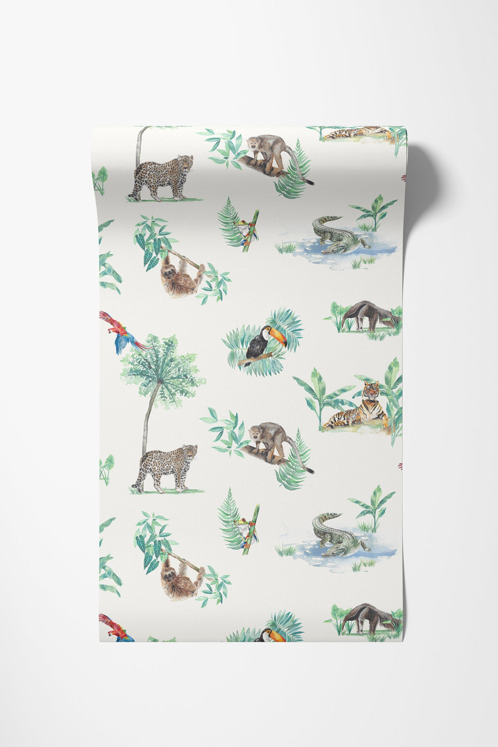 Watercolour Rainforest Wallpaper | Jungle Animals | Children's Bedroom & Nursery