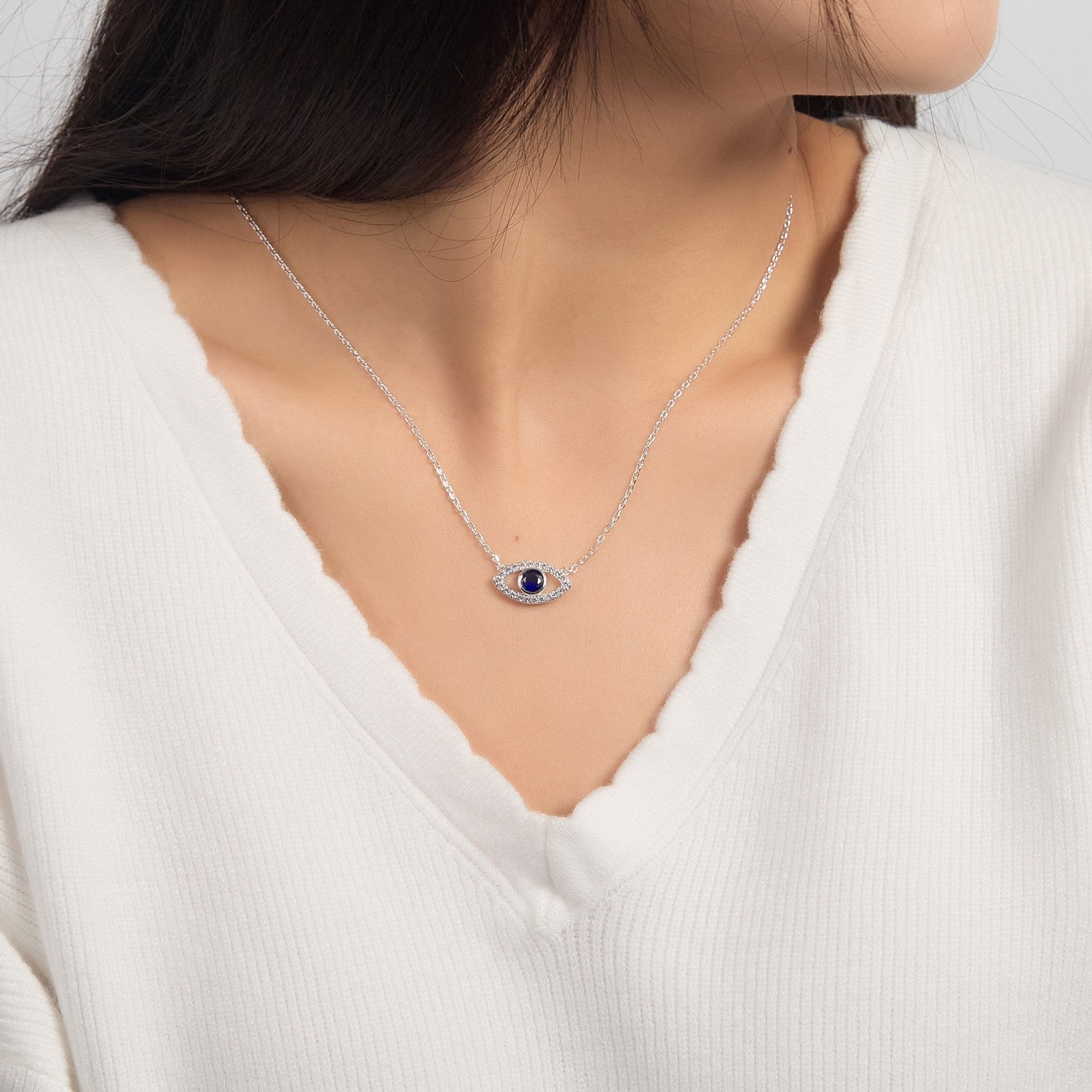 Evil Eye Necklace Created with Zircondia® Crystals