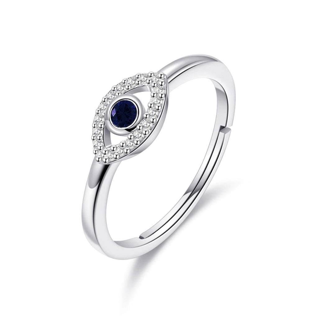 Adjustable Evil Eye Ring Created with Zircondia® Crystals