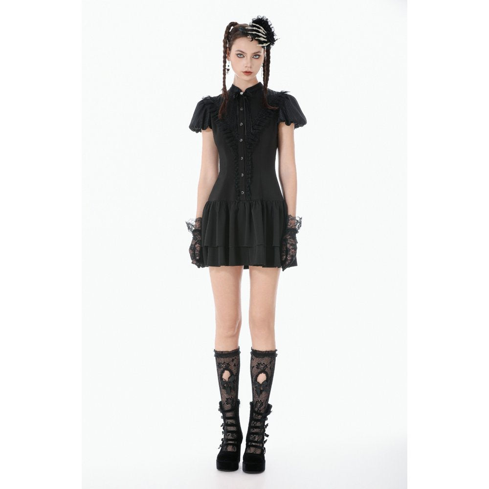 Dark in Love Lolita Bow-Trim Lace Dress
