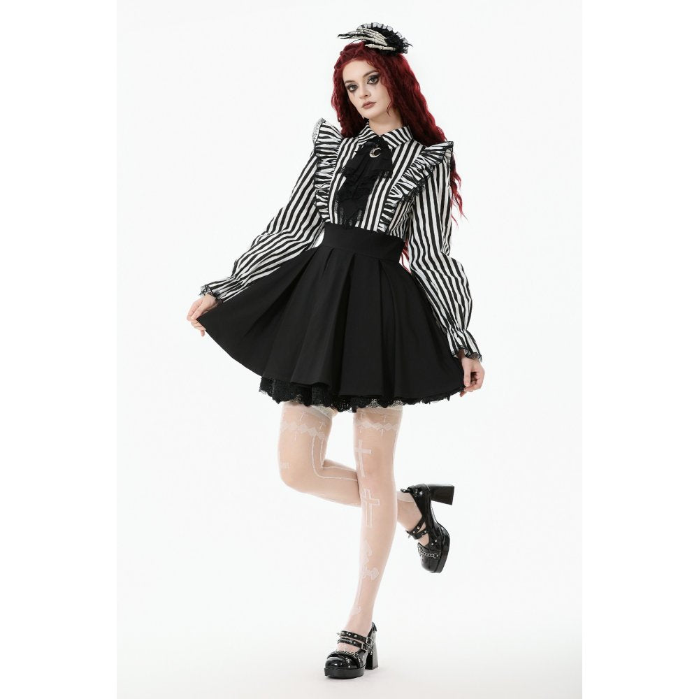 Dark in Love Striped Ruffle Gothic Lolita Dress