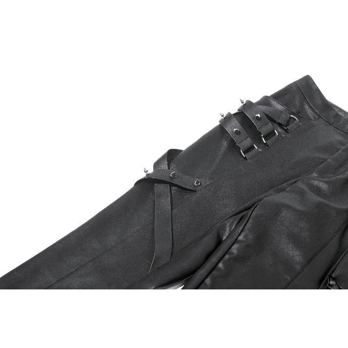 Dark in Love Punk Leather-Look Strap Detail Trousers